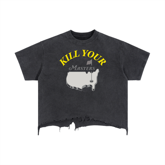 TIL DEATH DO US PAR VINTAGE WASH YINZ GOLF KYM UNISEX BOXY DISTRESSED HEM T SHIRT