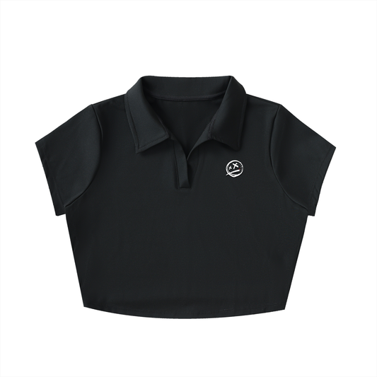 V-Neck Lapel Crop Top