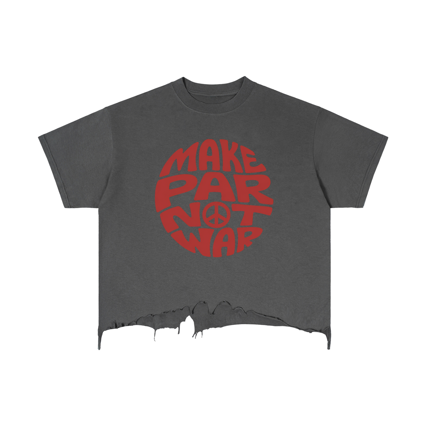 MAKE PAR NOT WAR UNISEX VINTAGE BOXY DISTRESSED HEM T SHIRT