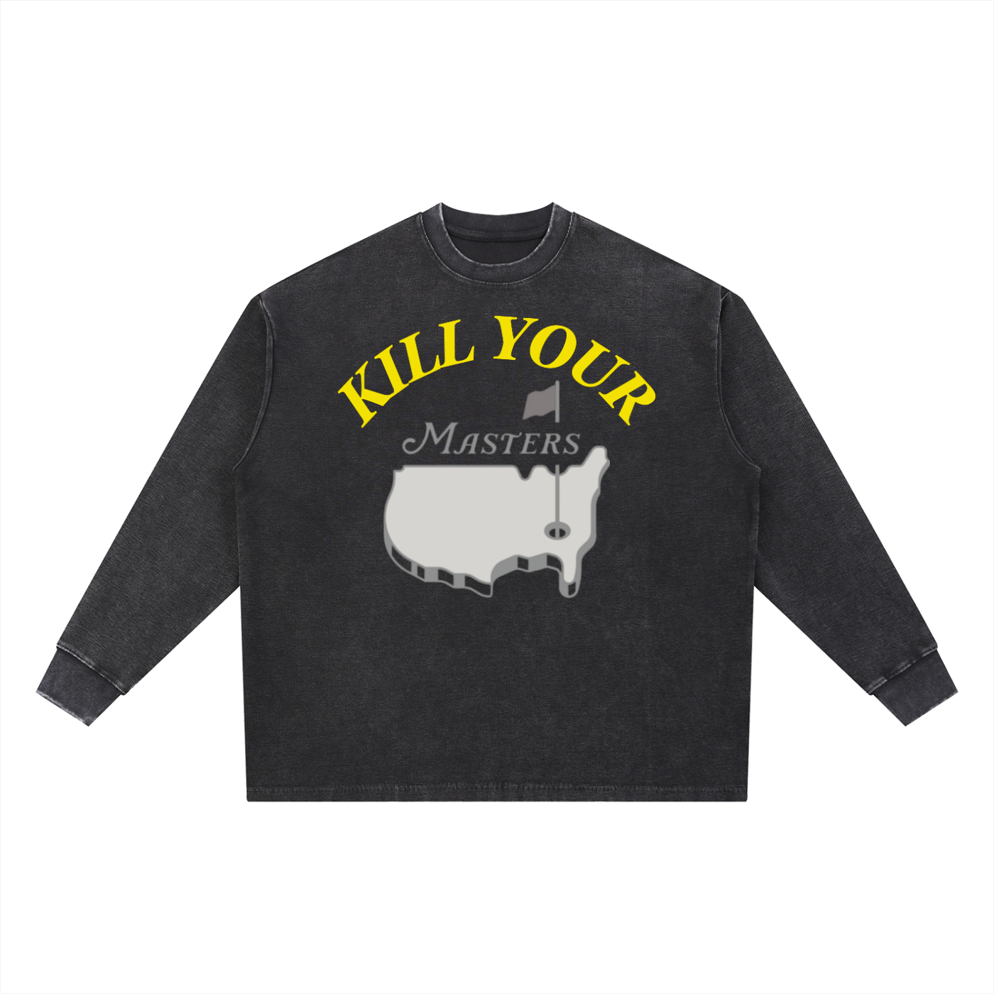 TIL DEATH DO US PAR YINZ GOLF KYM OVERSIZED UNISEX LONG SLEEVE WAFFLE T SHIRT