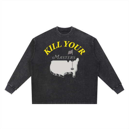 TIL DEATH DO US PAR YINZ GOLF KYM OVERSIZED UNISEX LONG SLEEVE WAFFLE T SHIRT